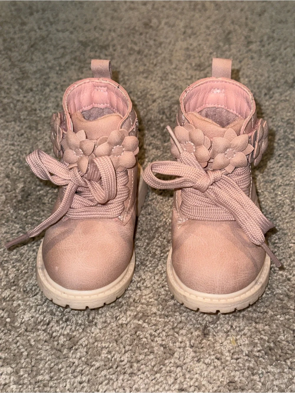 Carter's Pink Floral Lace-Up Kids Ankle Boots